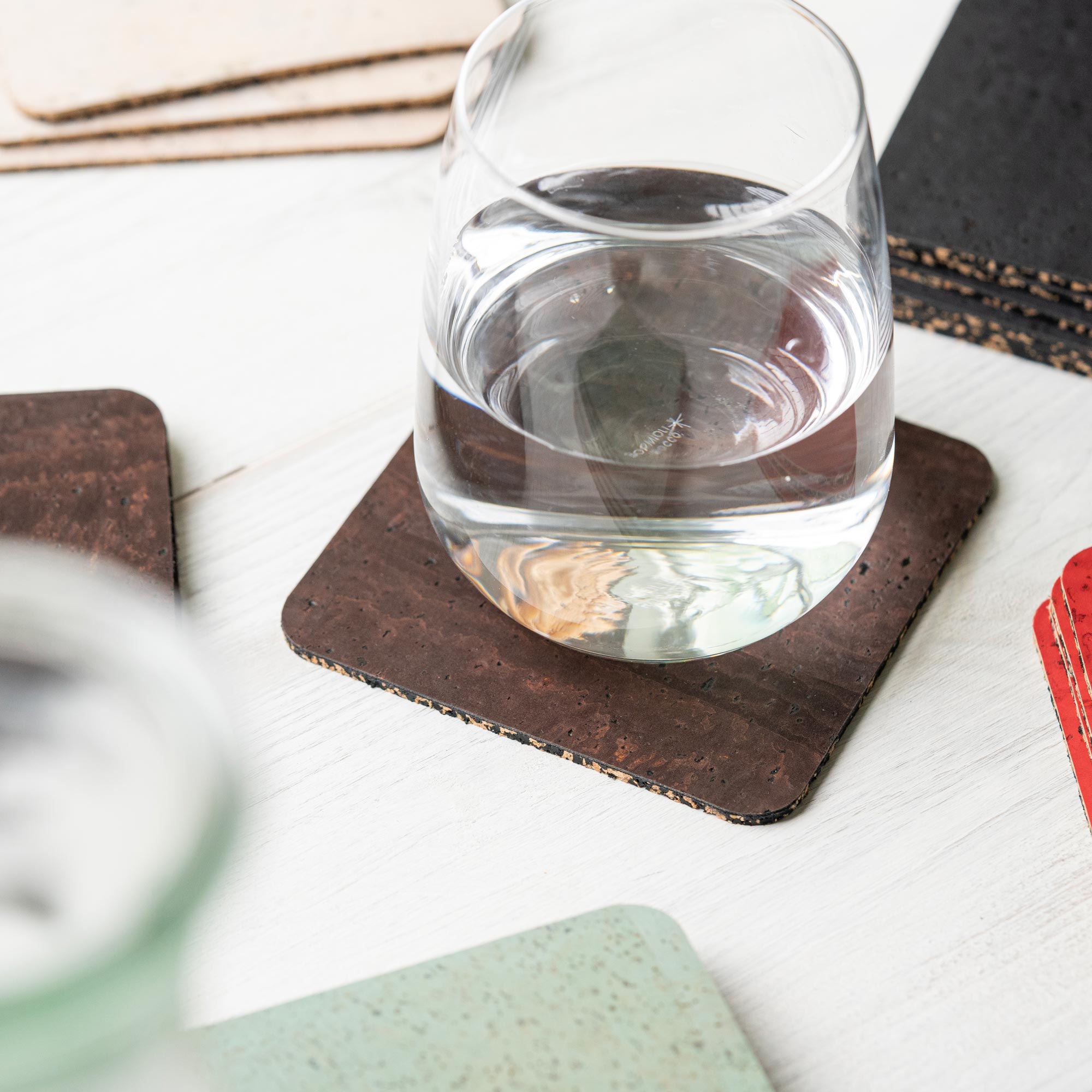 Cork Glass Coasters Square (8 pieces)