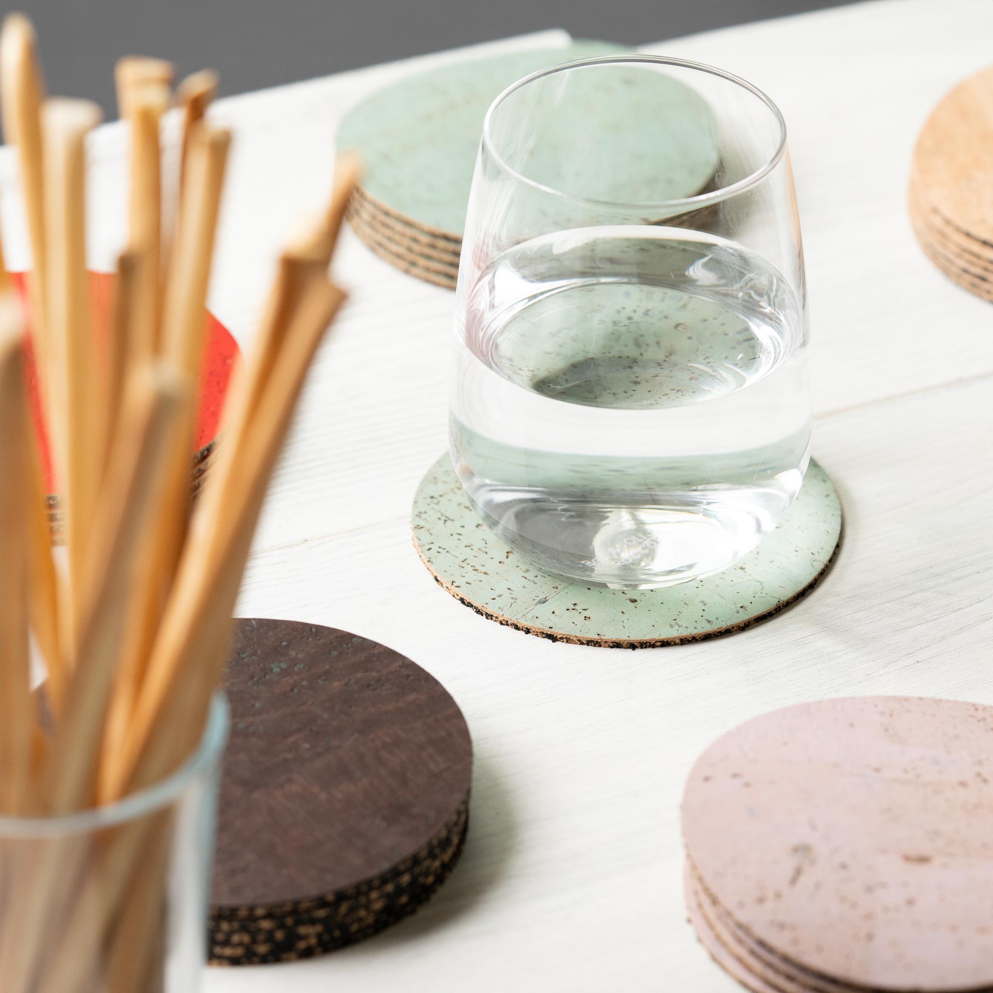 Cork glass coasters round (8 pcs.)