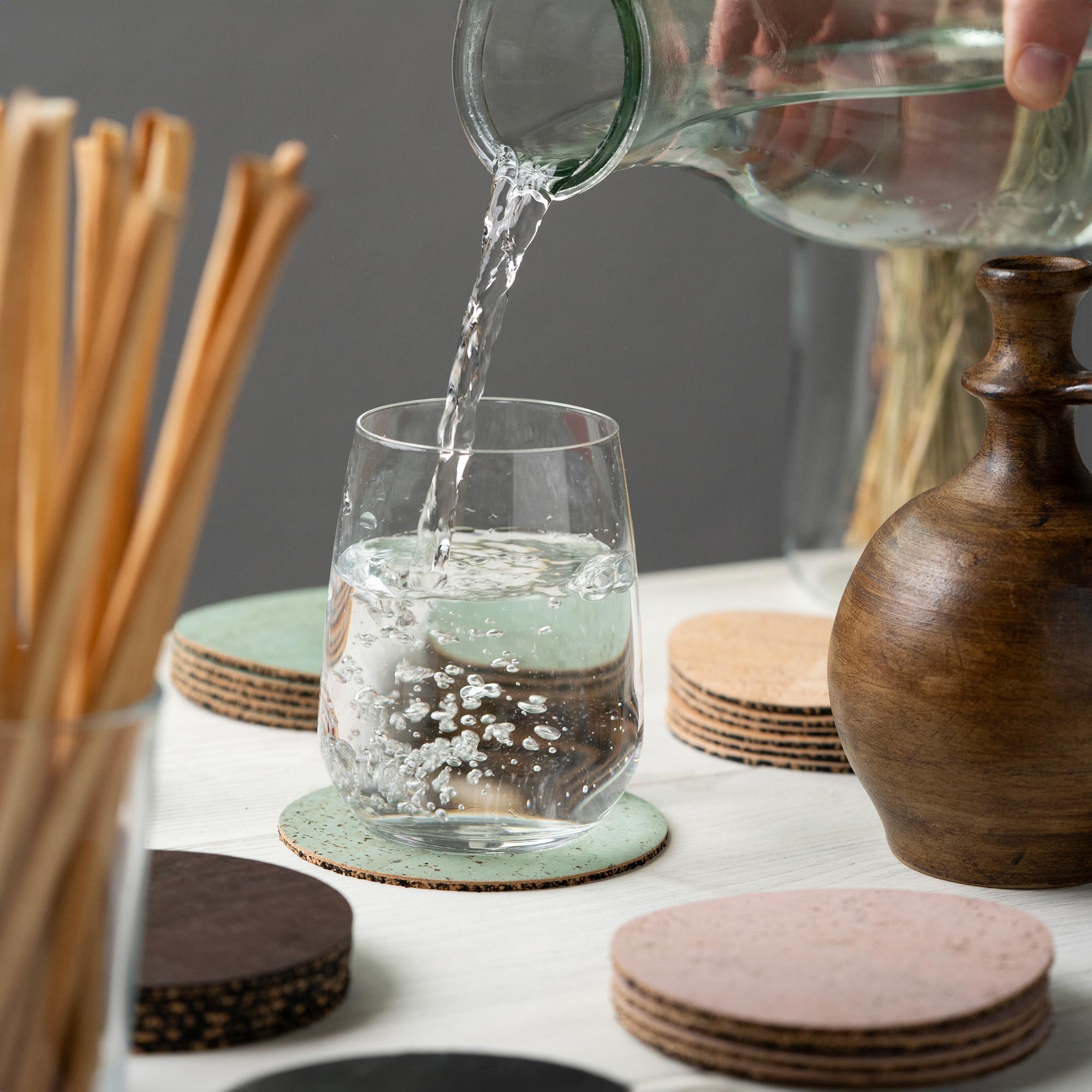 Cork glass coasters round (6 pcs.)
