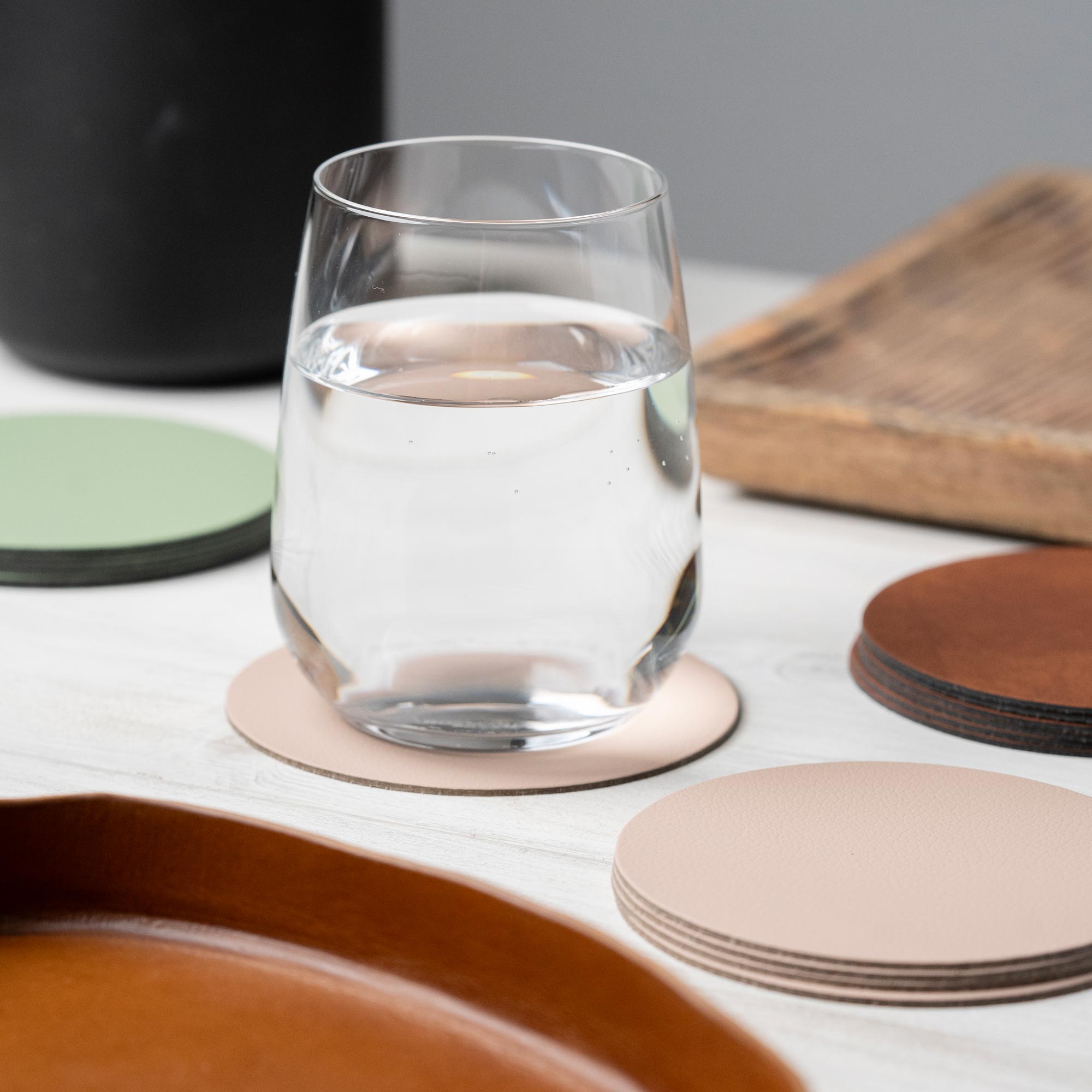 Recycled Leather Round Coasters (6 pcs.)
