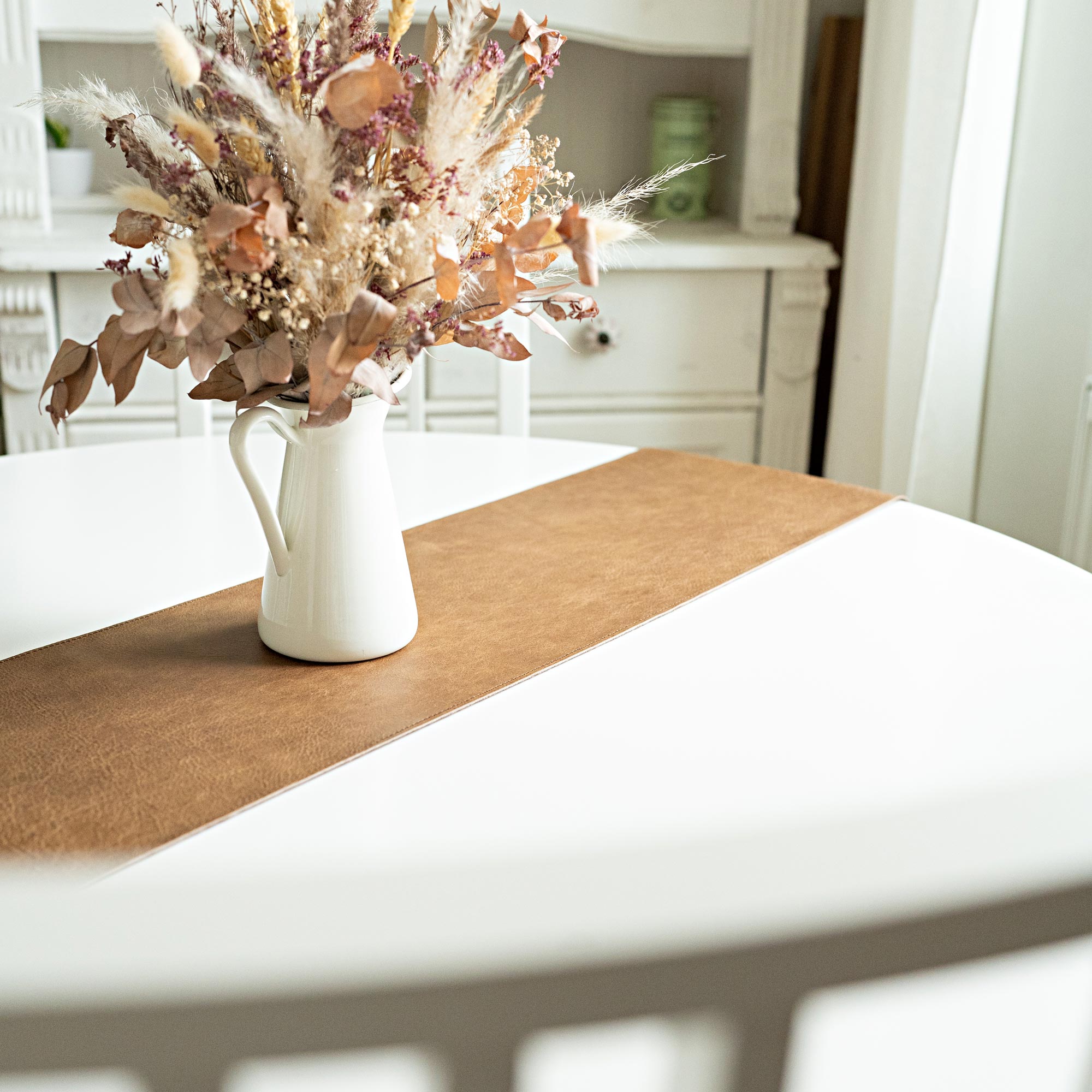 Genuine leather table runner