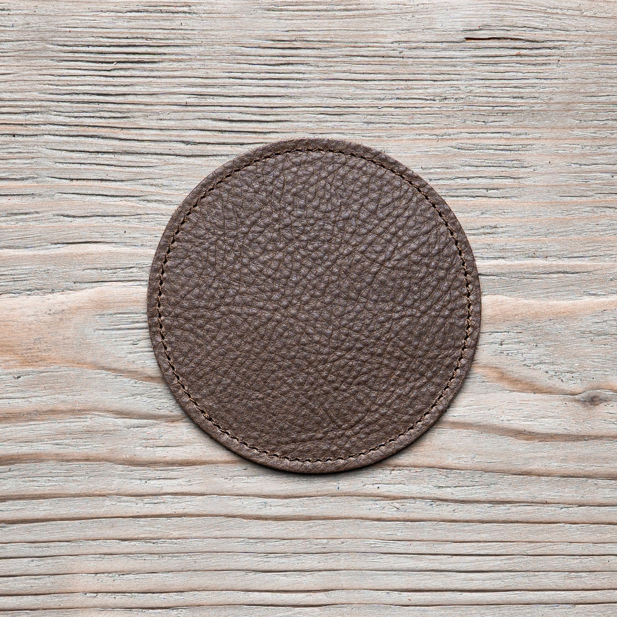 Round glass coasters leather (6 pcs.)