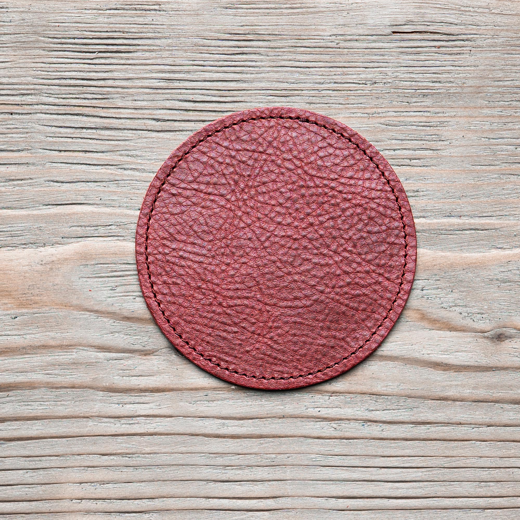 Round glass coasters leather (6 pcs.)