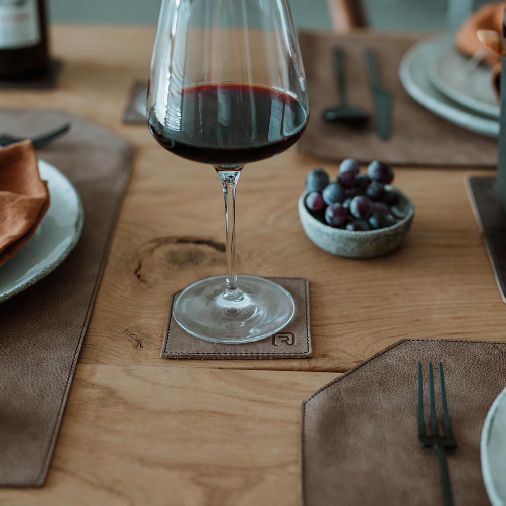 Genuine leather glass coasters "Design" 6 pieces