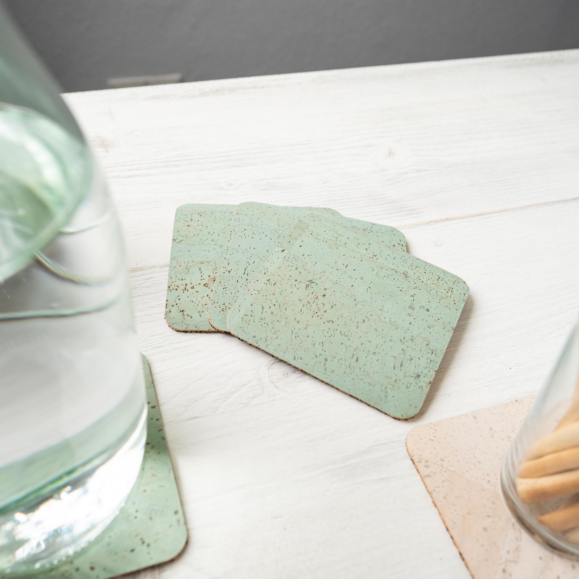 Cork Glass Coasters Square (6 pieces)