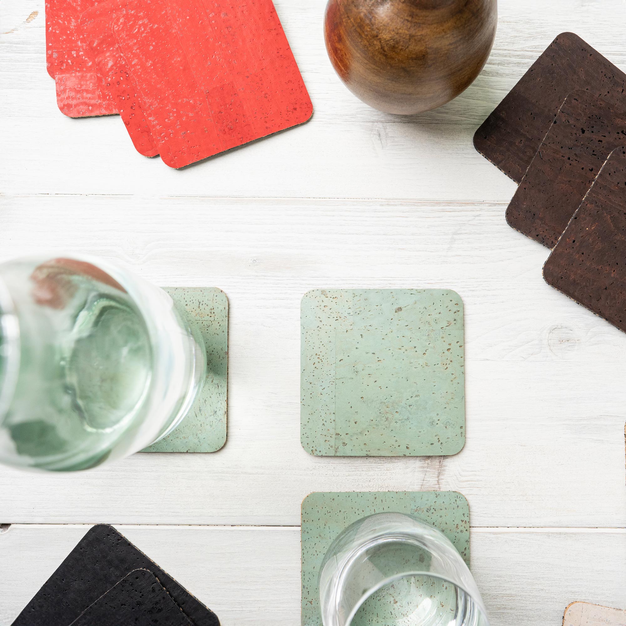 Cork Glass Coasters Square (6 pieces)