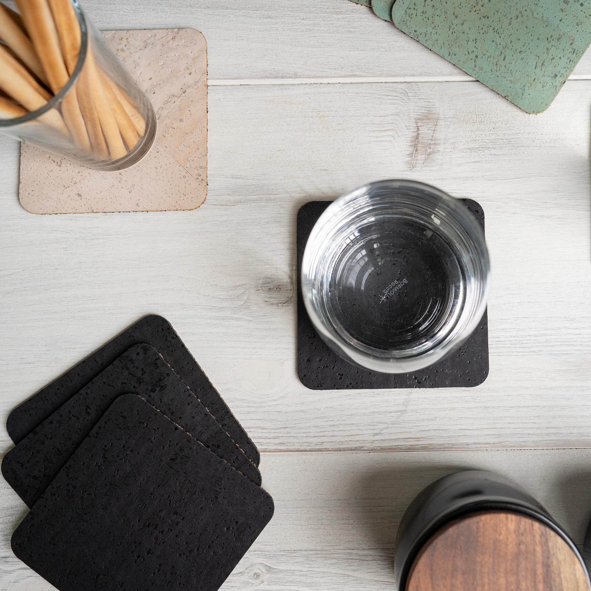 Cork Glass Coasters Square (8 pieces)