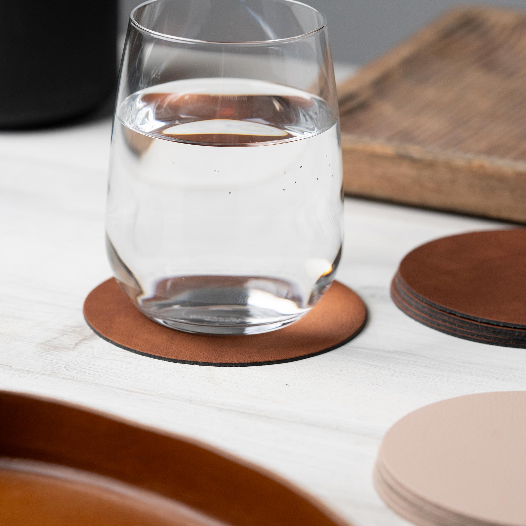 Recycled Leather Round Coasters (6 pcs.)
