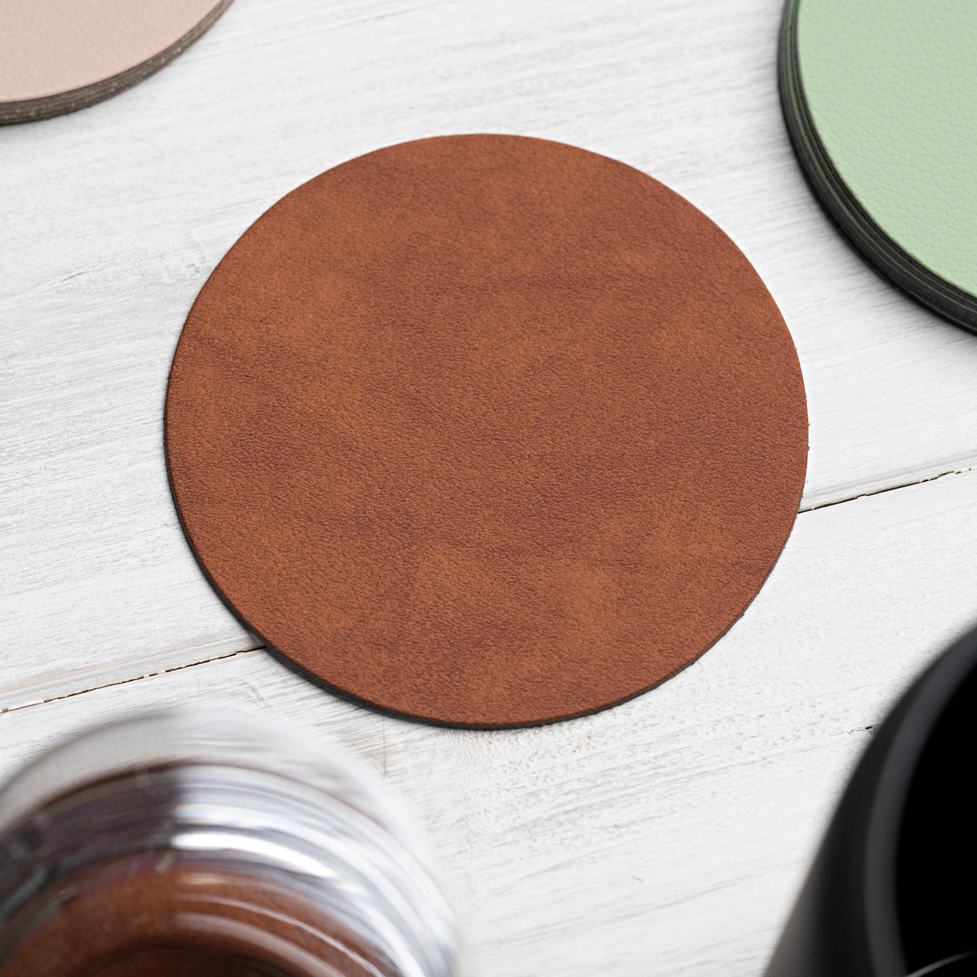 Recycled Leather Round Coasters (6 pcs.)