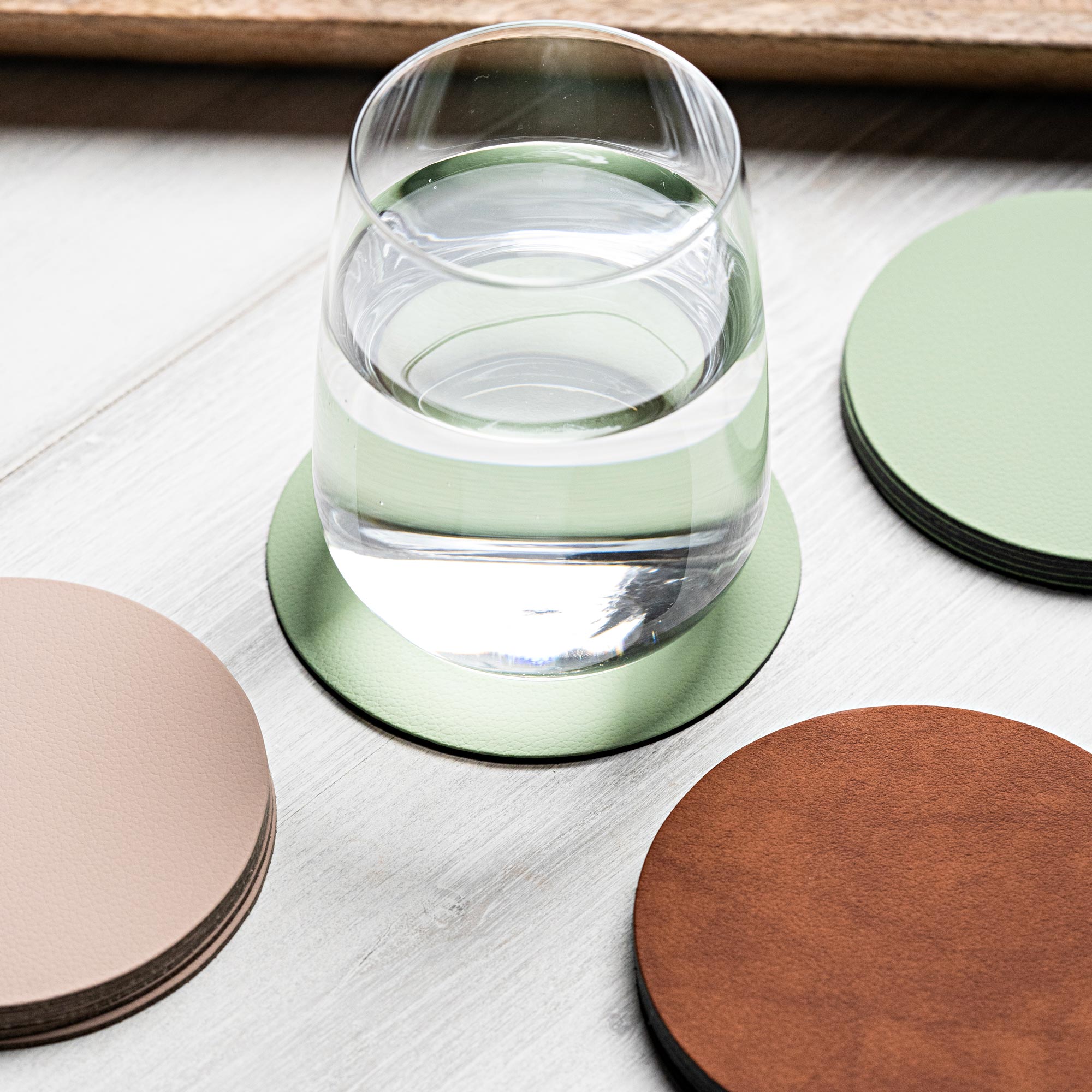 Recycled Leather Round Coasters (6 pcs.)