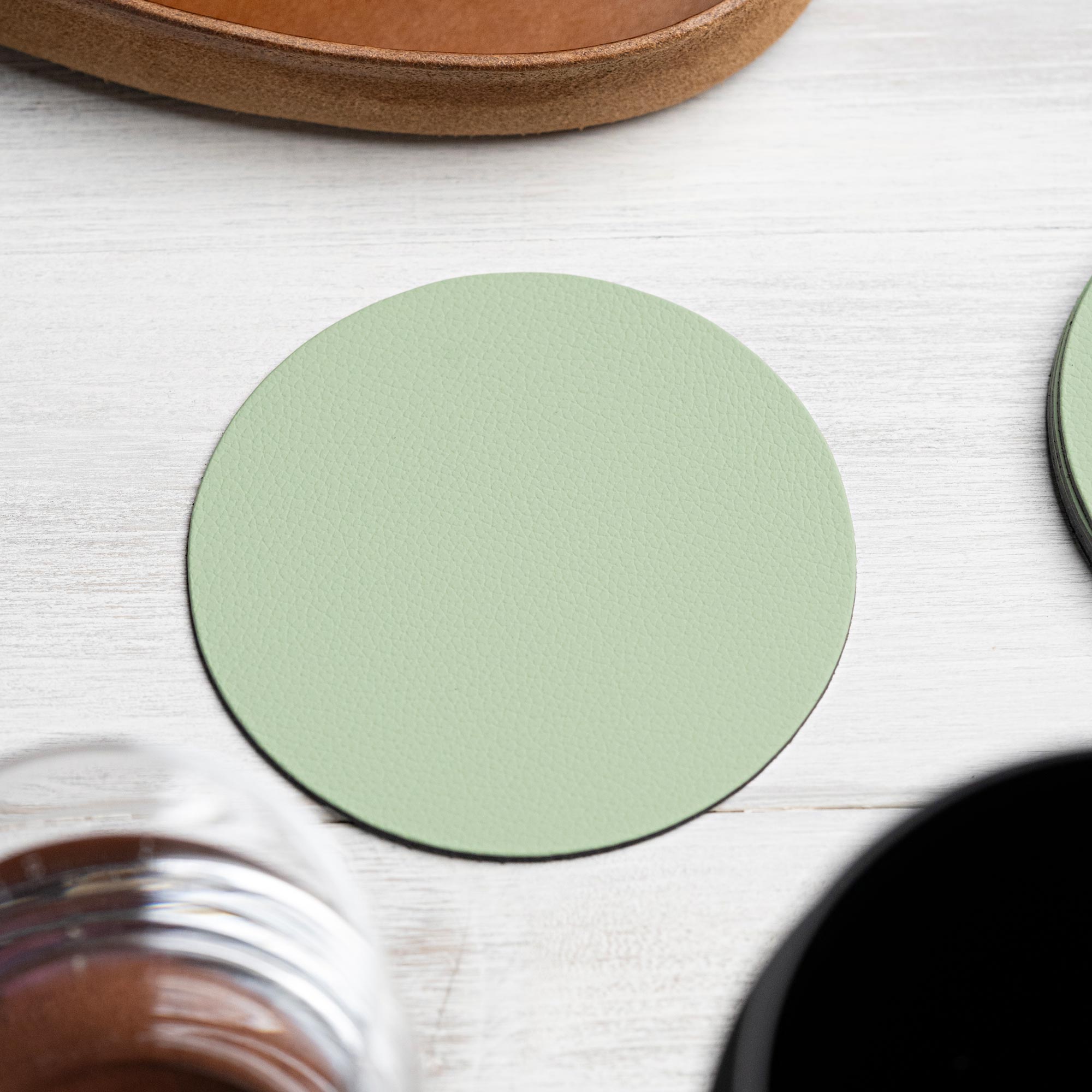 Recycled Leather Round Coasters (6 pcs.)
