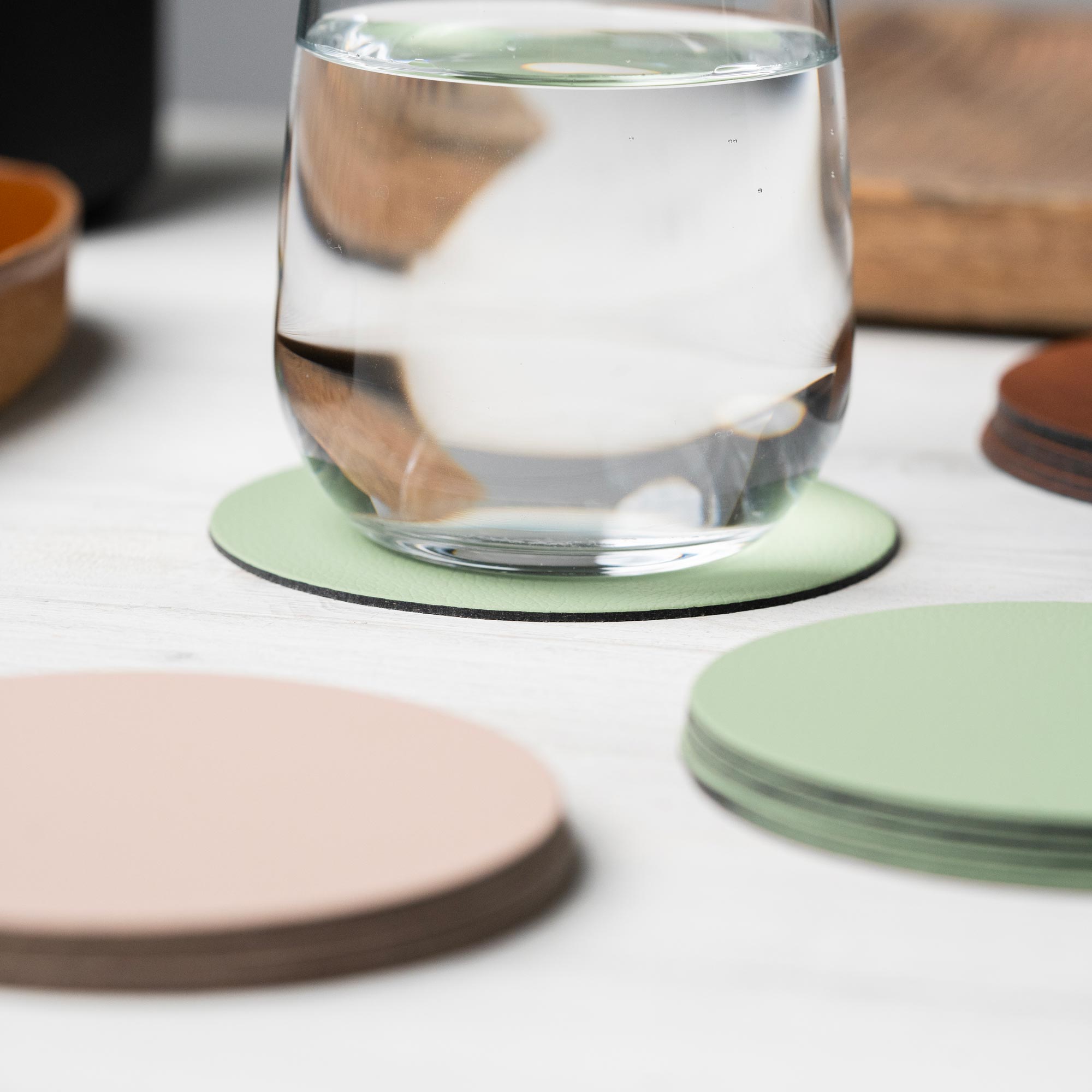 Recycled Leather Round Coasters (6 pcs.)