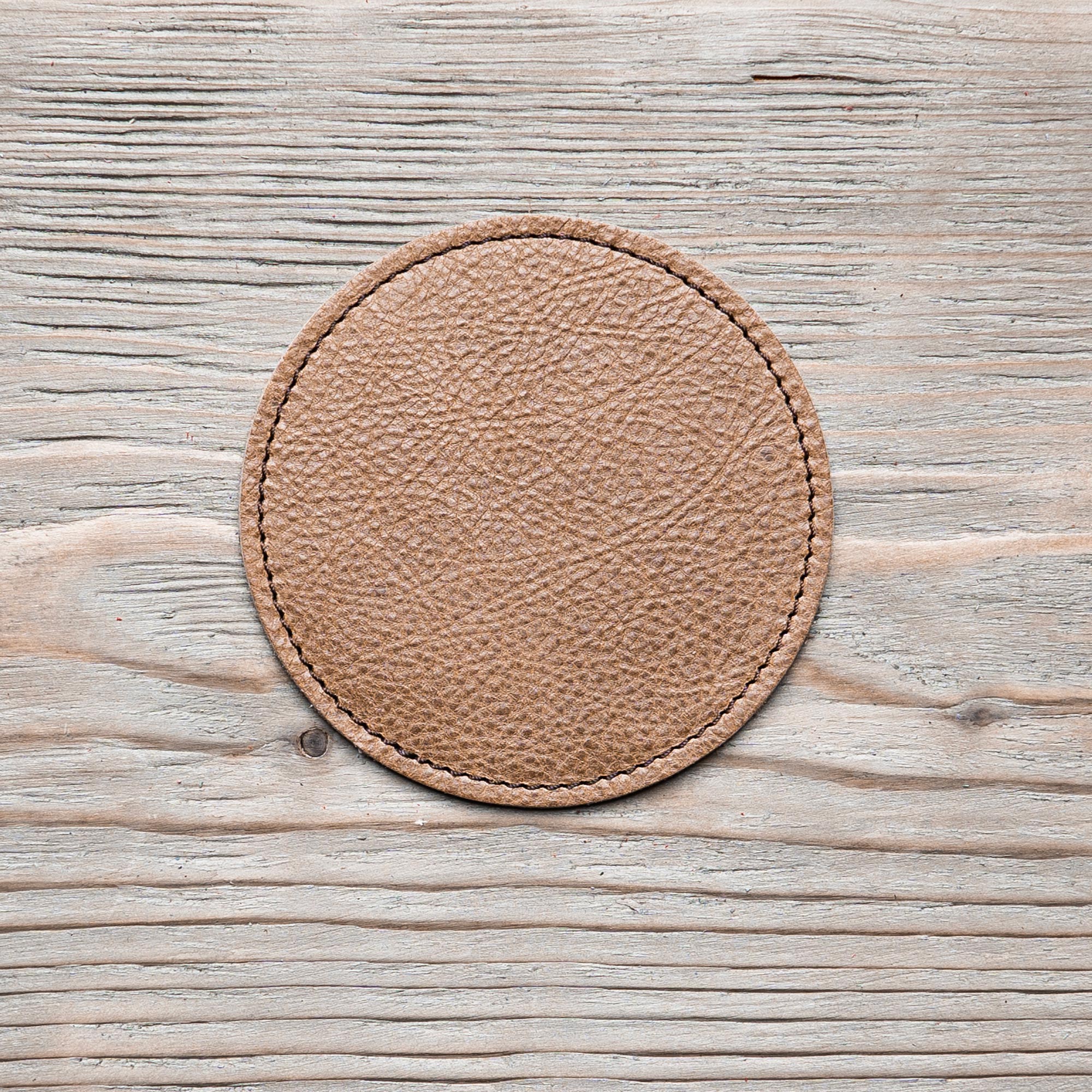 Round glass coasters leather (6 pcs.)