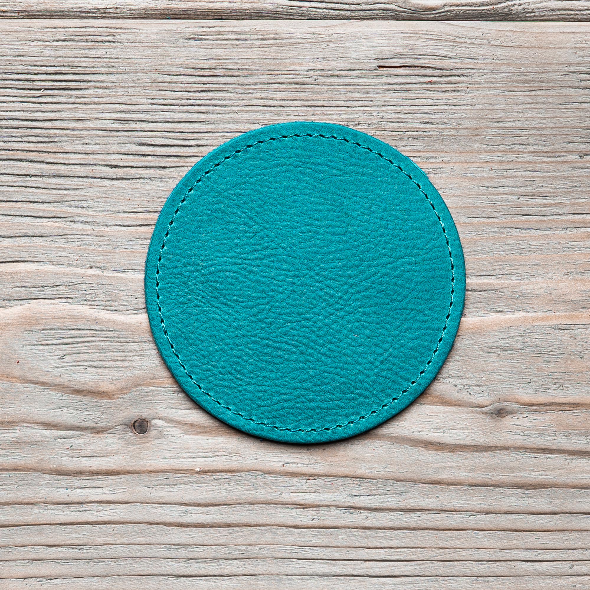 Round glass coasters leather (6 pcs.)