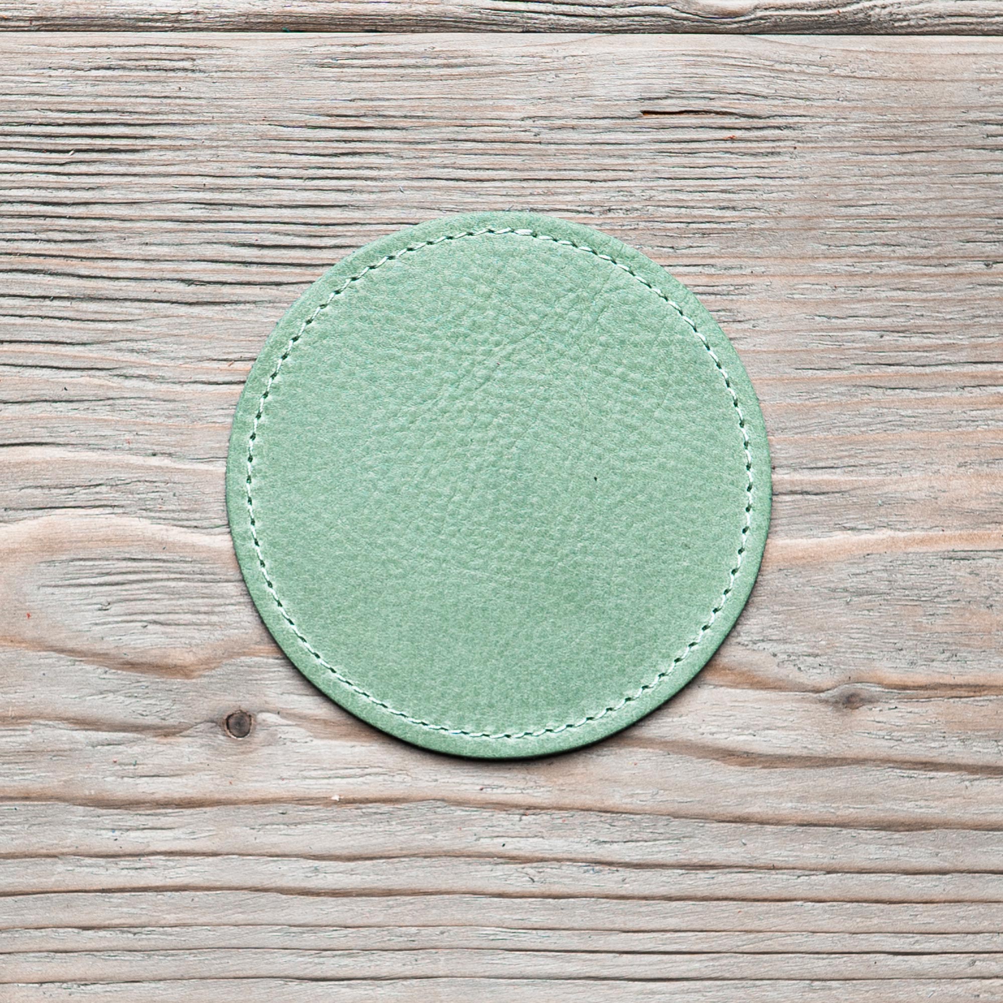 Round glass coasters leather (6 pcs.)