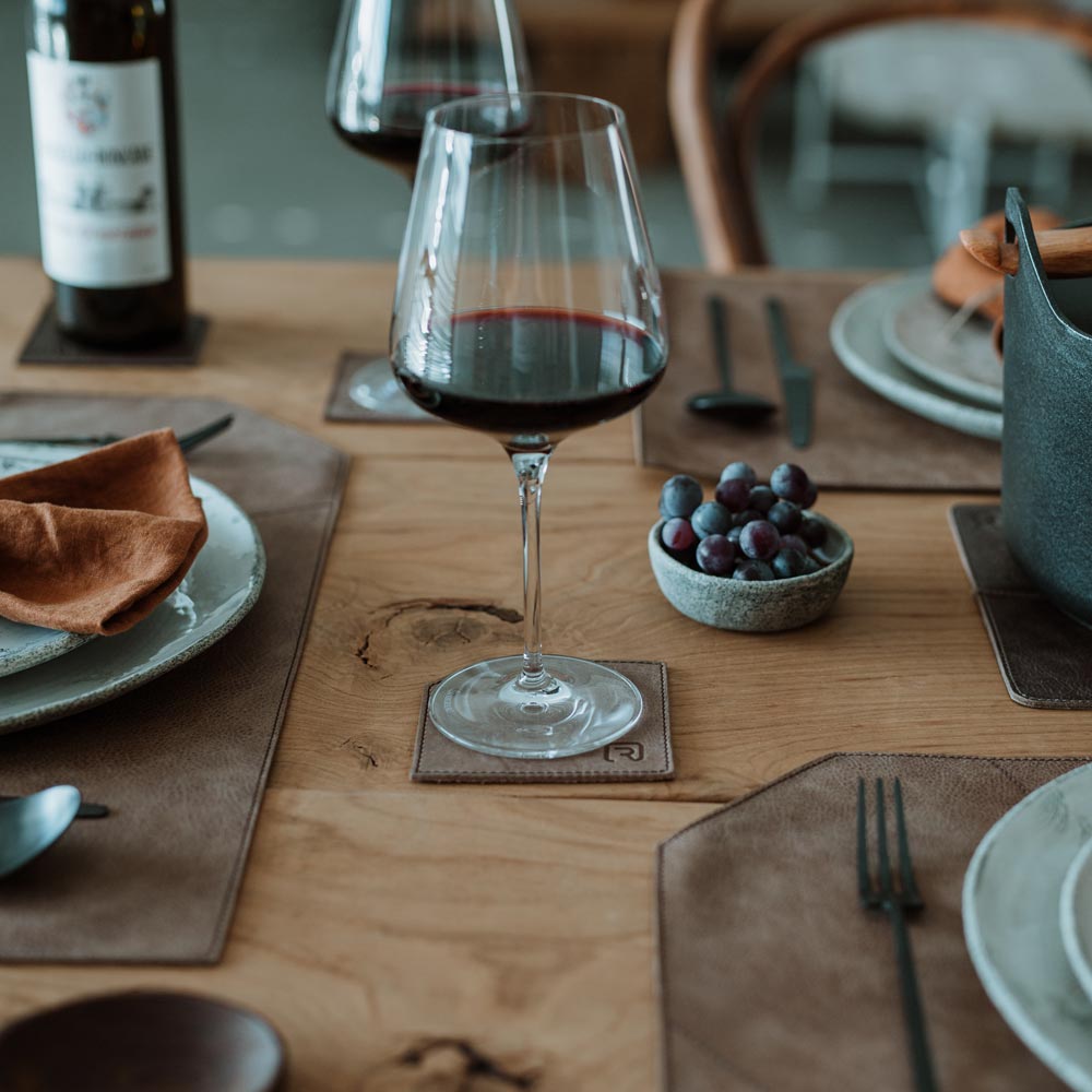 Genuine leather glass coasters "Design" 6 pieces