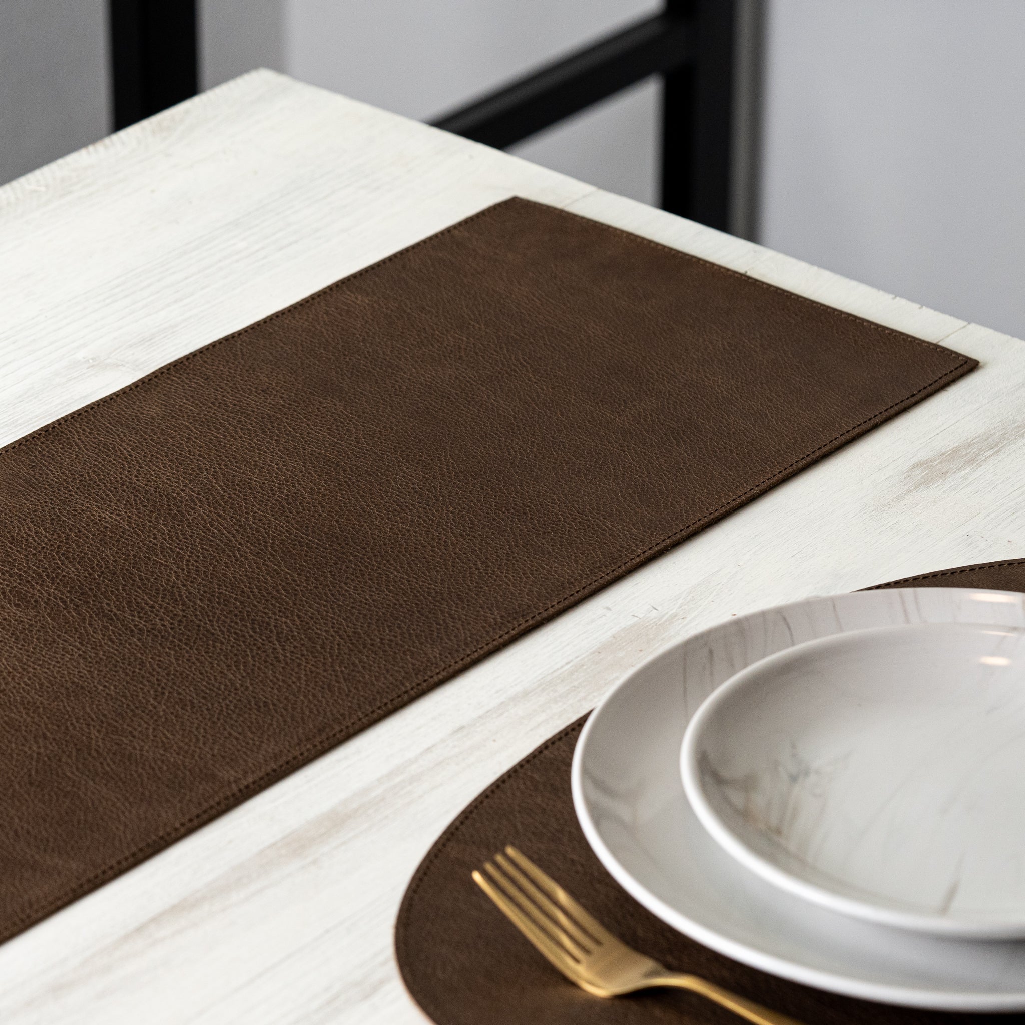 Genuine leather table runner